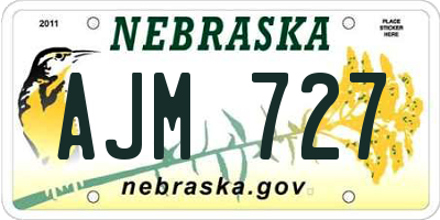NE license plate AJM727
