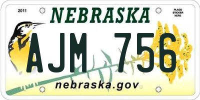 NE license plate AJM756
