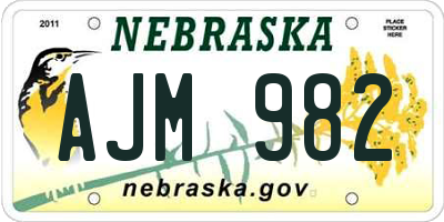 NE license plate AJM982