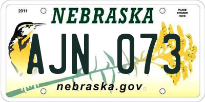 NE license plate AJN073