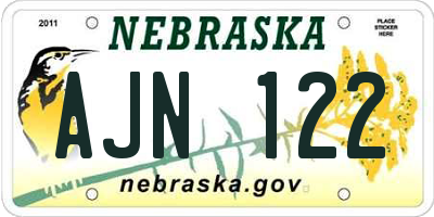 NE license plate AJN122