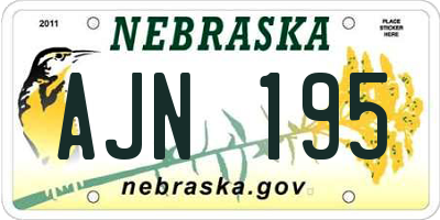 NE license plate AJN195