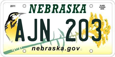 NE license plate AJN203