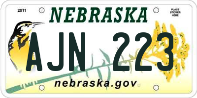NE license plate AJN223