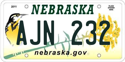 NE license plate AJN232