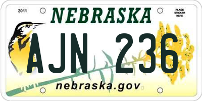 NE license plate AJN236