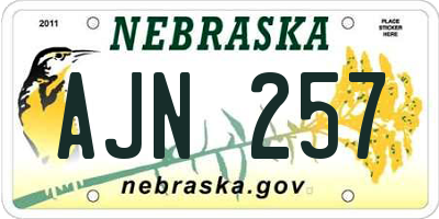NE license plate AJN257