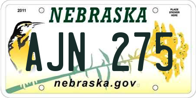 NE license plate AJN275