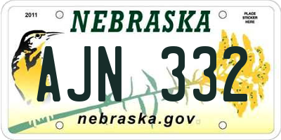 NE license plate AJN332