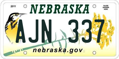 NE license plate AJN337