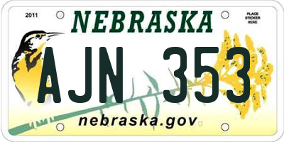 NE license plate AJN353