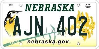 NE license plate AJN402