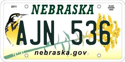 NE license plate AJN536
