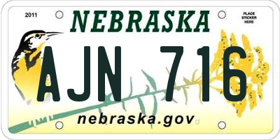 NE license plate AJN716