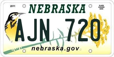 NE license plate AJN720