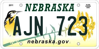 NE license plate AJN723