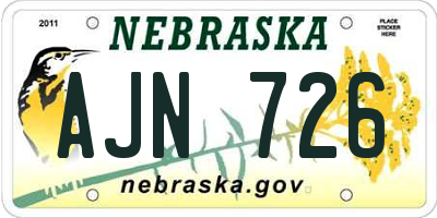 NE license plate AJN726