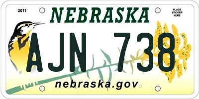 NE license plate AJN738