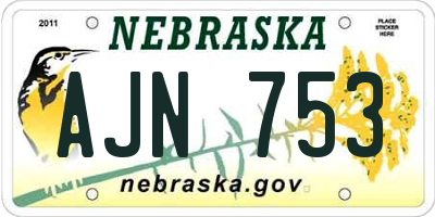 NE license plate AJN753