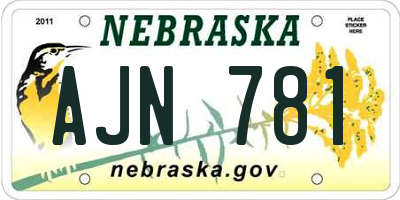 NE license plate AJN781