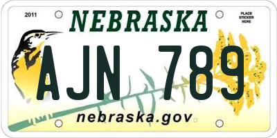 NE license plate AJN789