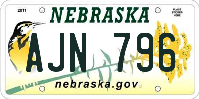 NE license plate AJN796