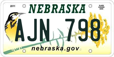 NE license plate AJN798