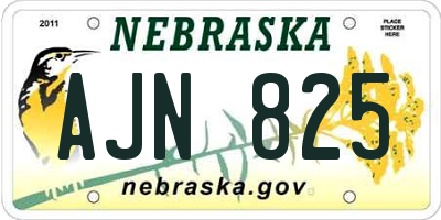 NE license plate AJN825