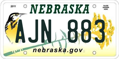 NE license plate AJN883