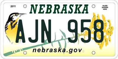 NE license plate AJN958