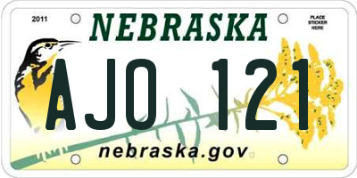 NE license plate AJO121