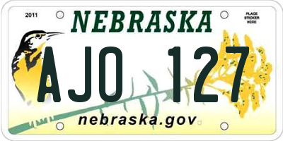 NE license plate AJO127