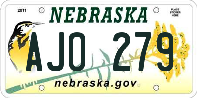NE license plate AJO279