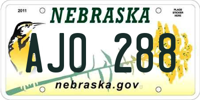 NE license plate AJO288