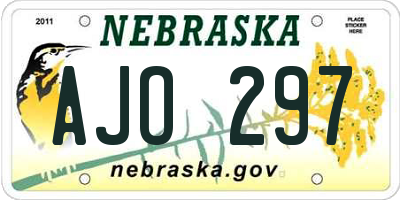 NE license plate AJO297