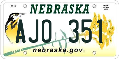 NE license plate AJO351