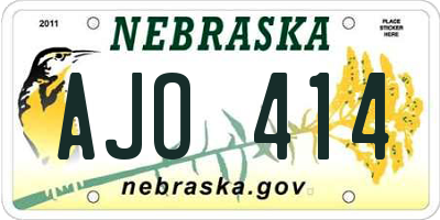 NE license plate AJO414
