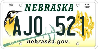 NE license plate AJO521