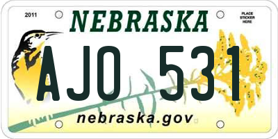 NE license plate AJO531