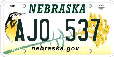 NE license plate AJO537
