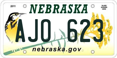NE license plate AJO623