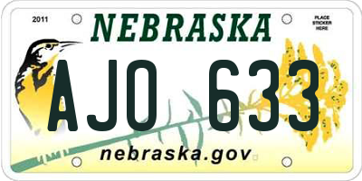 NE license plate AJO633