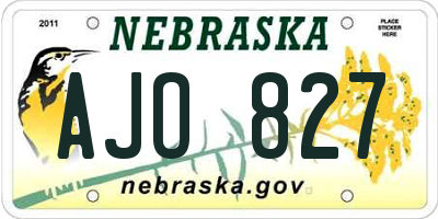 NE license plate AJO827
