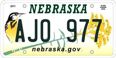 NE license plate AJO977