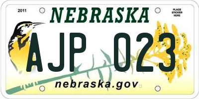 NE license plate AJP023