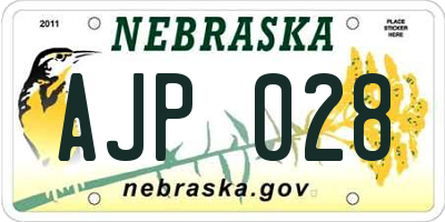 NE license plate AJP028