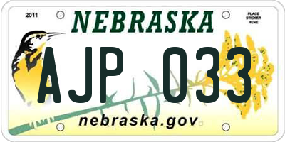 NE license plate AJP033