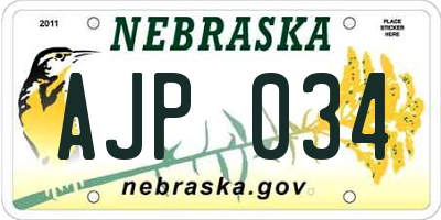 NE license plate AJP034