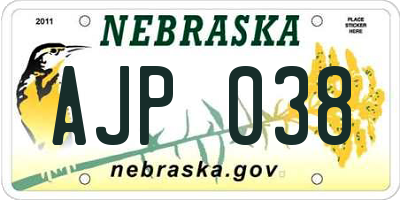 NE license plate AJP038