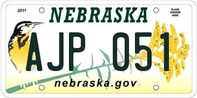NE license plate AJP051